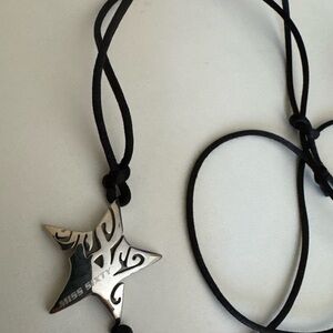 Miss Sixty Silver Star Necklace with Black Cord